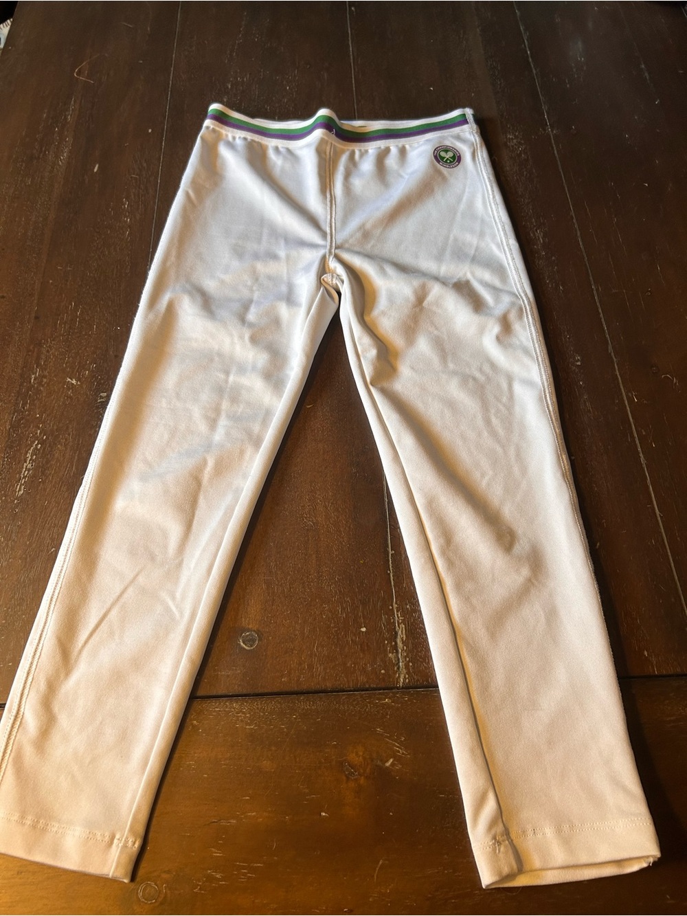 Wimbledon White Performance Shorts with Green and Purple Waistband